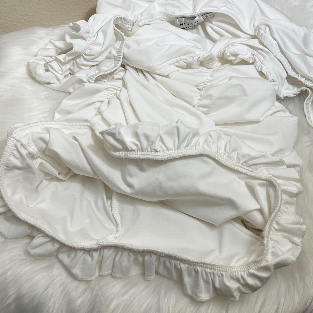 Hello Molly Ruch Yeah White Gathered Ruched Mini Dress - Picture 9 of 11